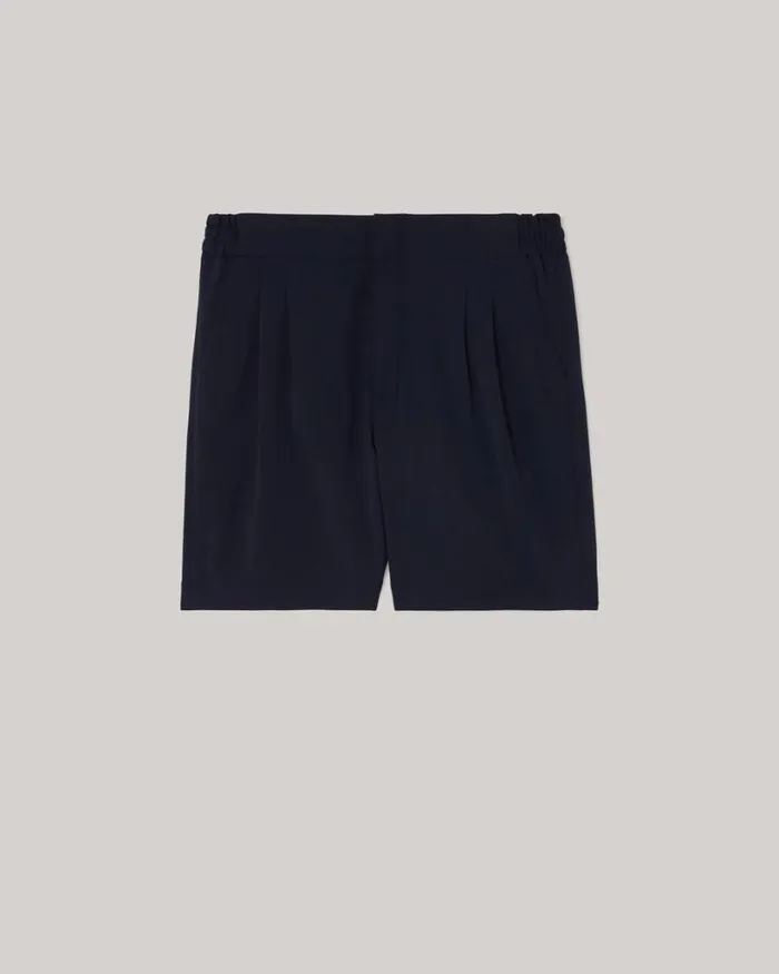 Politix Shorts Men Wool Blend Elastic Waist Tailored Short Navy