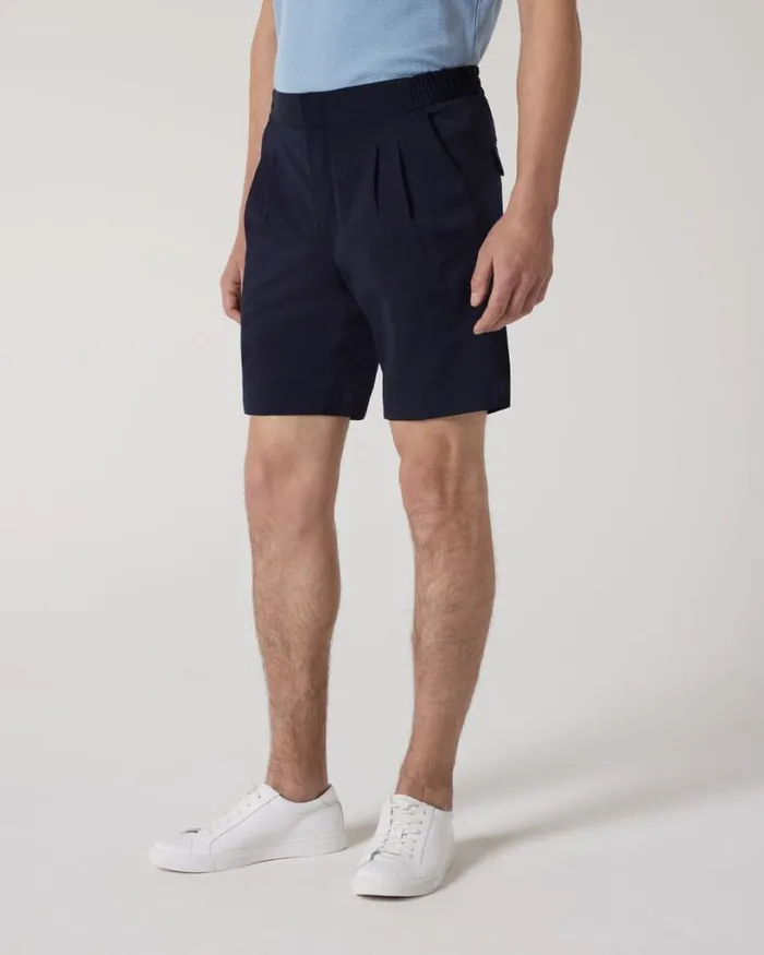 Politix Shorts Men Wool Blend Elastic Waist Tailored Short Navy