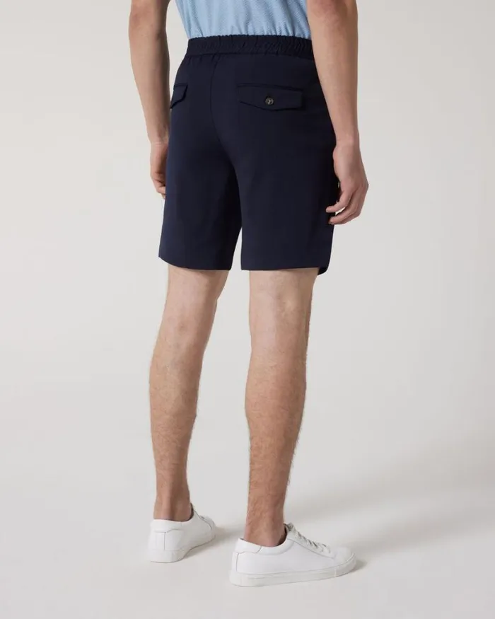 Politix Shorts Men Wool Blend Elastic Waist Tailored Short Navy
