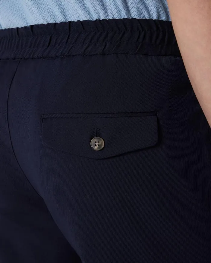Politix Shorts Men Wool Blend Elastic Waist Tailored Short Navy