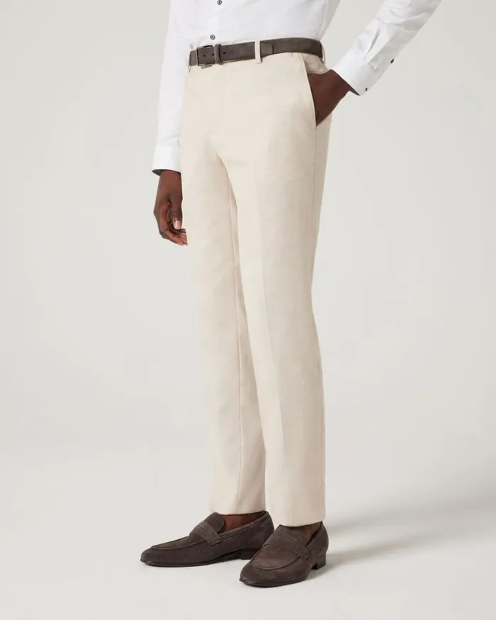 Politix Suit Pants Men Regular Stretch Textured Tailored Pant Natural
