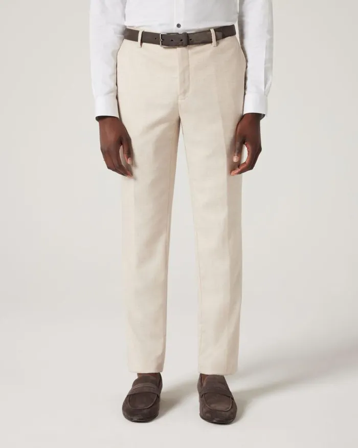 Politix Suit Pants Men Regular Stretch Textured Tailored Pant Natural