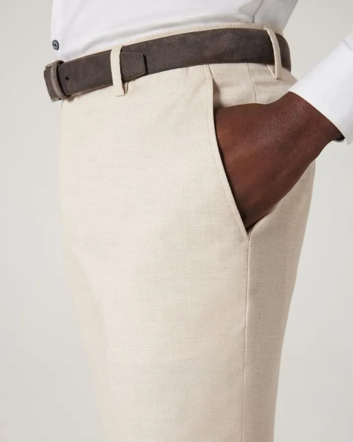Politix Suit Pants Men Regular Stretch Textured Tailored Pant Natural