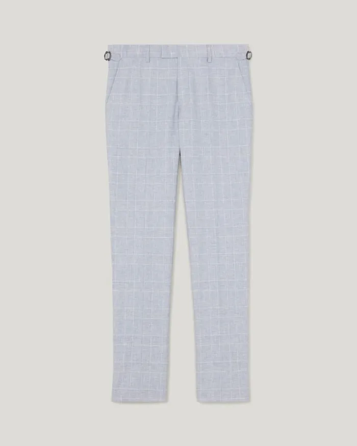 Politix Suit Pants Men Slim Stretch Check Tailored Pant Blue Check