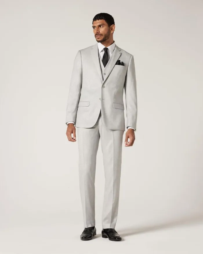 Politix Suit Pants Men Slim Stretch Textured Tailored Pant Light Grey