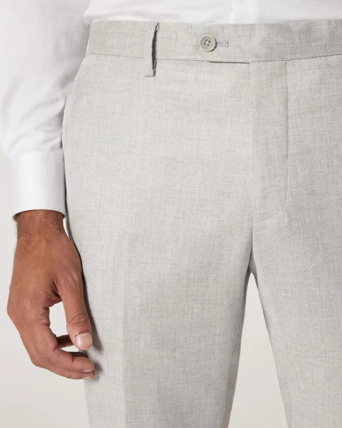 Politix Suit Pants Men Slim Stretch Textured Tailored Pant Light Grey