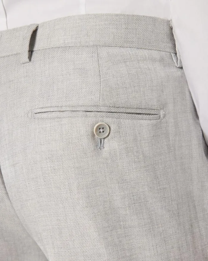 Politix Suit Pants Men Slim Stretch Textured Tailored Pant Light Grey