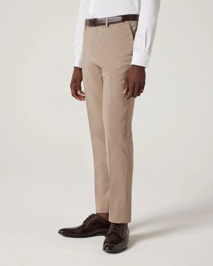 Politix Suit Pants Men Slim Stretch Wool Blend Tailored Pant Light Tan