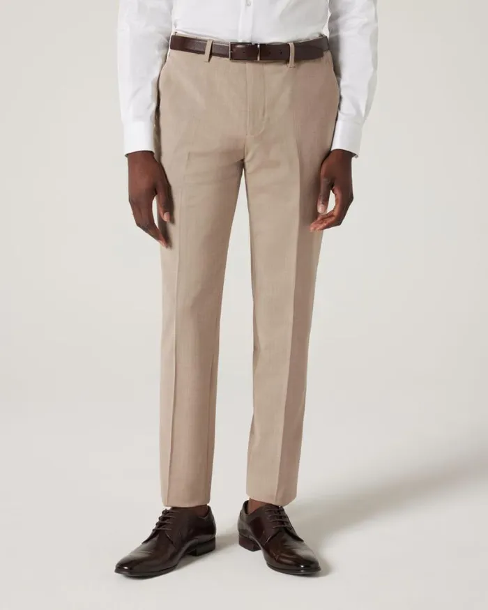Politix Suit Pants Men Slim Stretch Wool Blend Tailored Pant Light Tan
