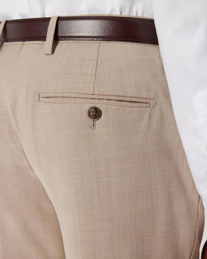 Politix Suit Pants Men Slim Stretch Wool Blend Tailored Pant Light Tan