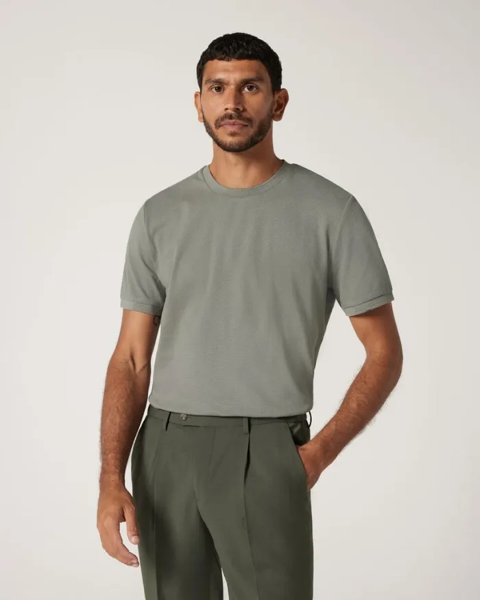 Politix TShirts Men Slim Fit Jacquard Texture Tee Sage