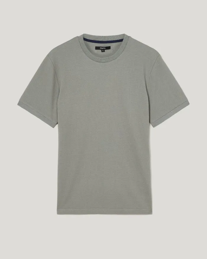 Politix TShirts Men Slim Fit Jacquard Texture Tee Sage