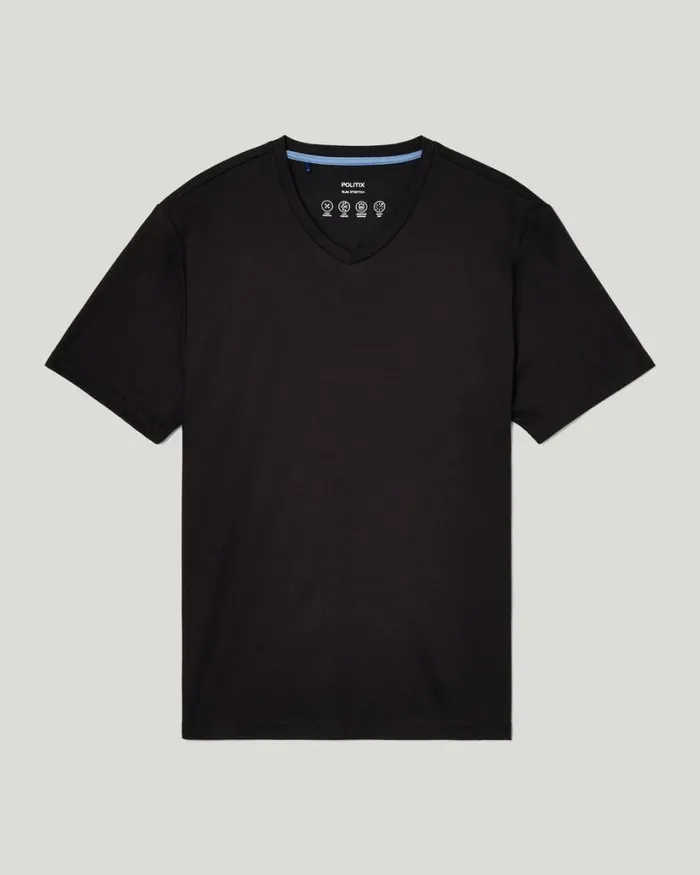 Politix TShirts Men Slim VNeck Travel Tee Black