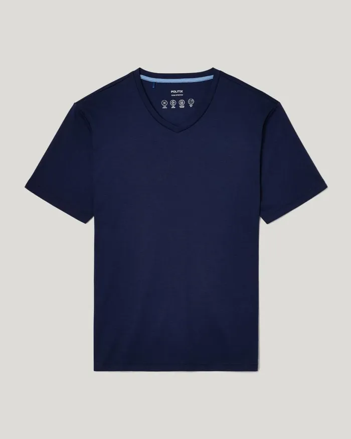 Politix TShirts Men Slim VNeck Travel Tee Navy