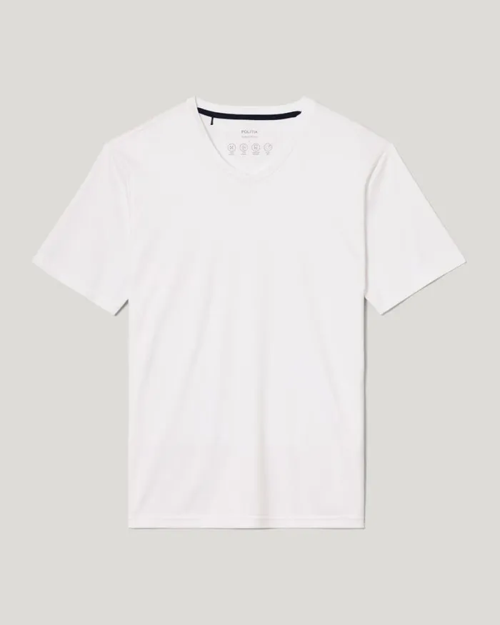 Politix TShirts Men Slim VNeck Travel Tee White