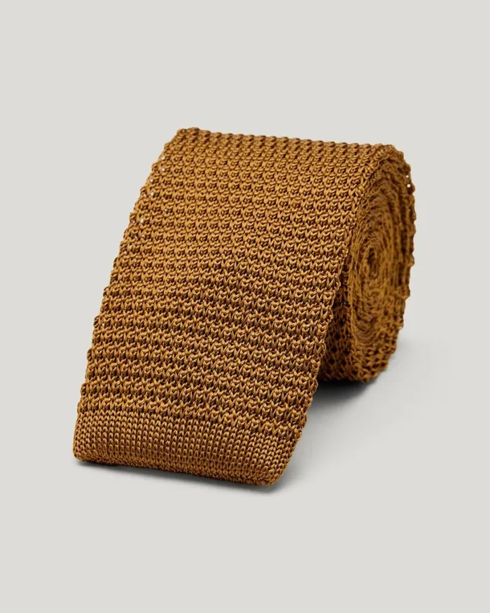 Politix Ties Men Knitted Silk Tie Tan