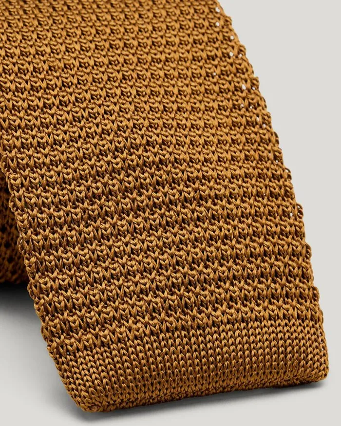 Politix Ties Men Knitted Silk Tie Tan