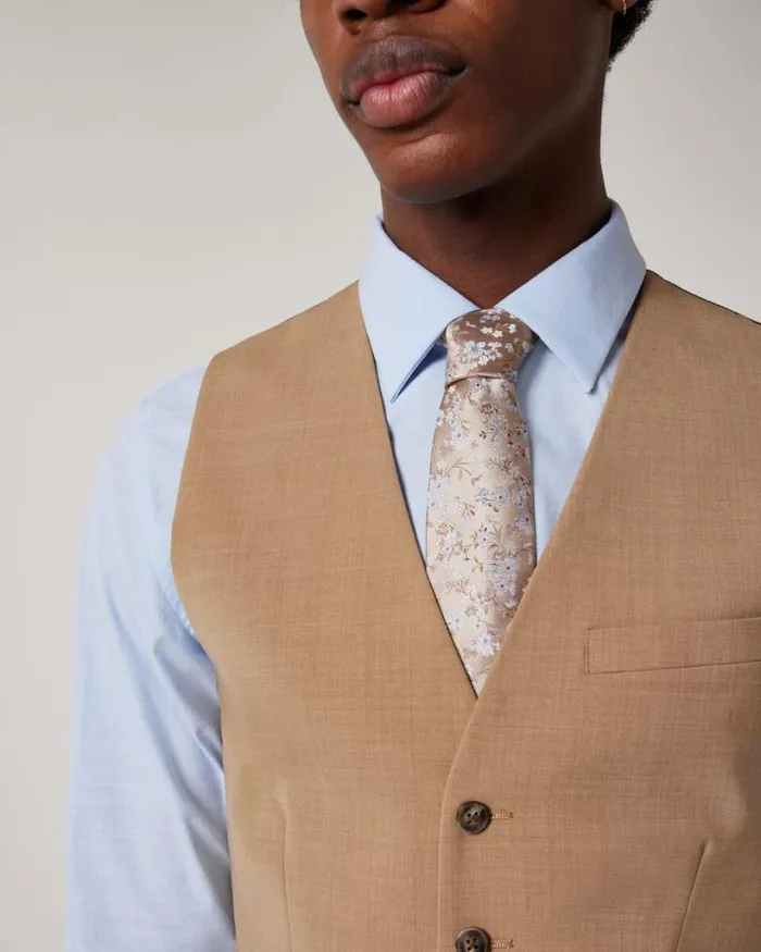 Politix Vests Men Wool Blend Tailored Vest Camel