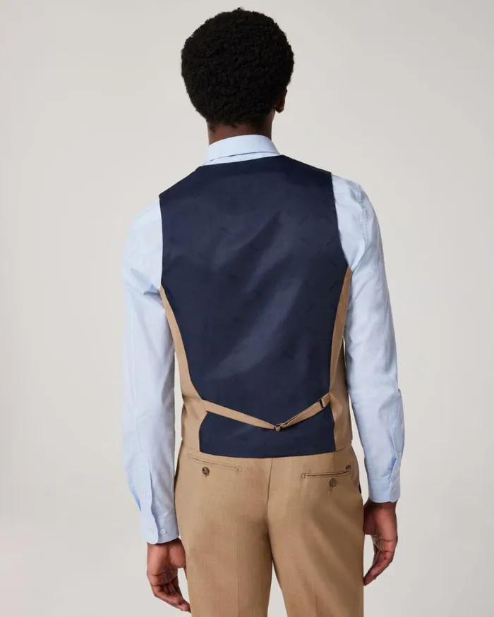 Politix Vests Men Wool Blend Tailored Vest Camel