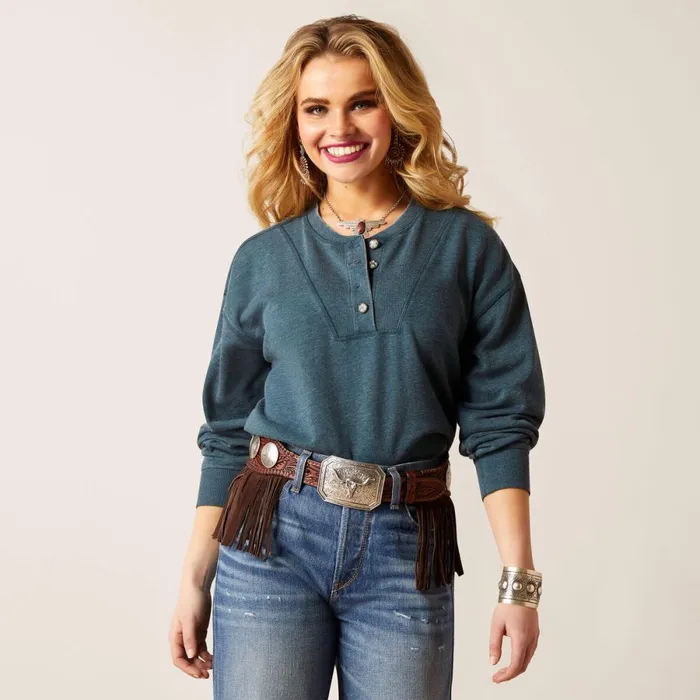 Ponderosa Crew Sweatshirt Reflecting Pond Women Ariat Sweatshirts and Hoodies