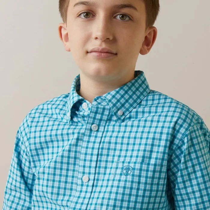 Pro Series Kalvin Classic Fit Shirt Enamel Blue Kids Ariat Button Down Shirts Pro Series Kalvin Classic Fit Shirt Enamel Blue Kids Ariat Button Down Shirts