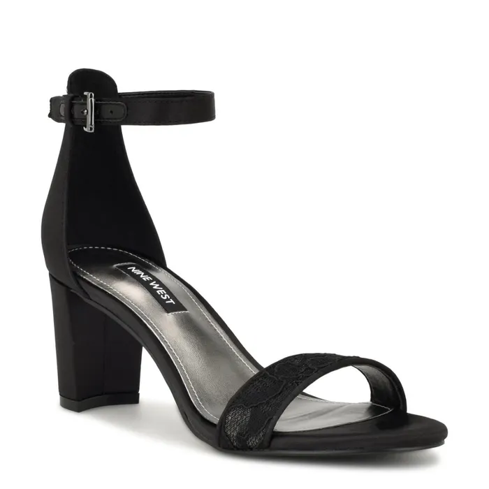 Pruce Ankle Strap Block Heel Sandals Black Lace Women Nine West Sandals Pruce Ankle Strap Block Heel Sandals Black Lace Women Nine West Sandals