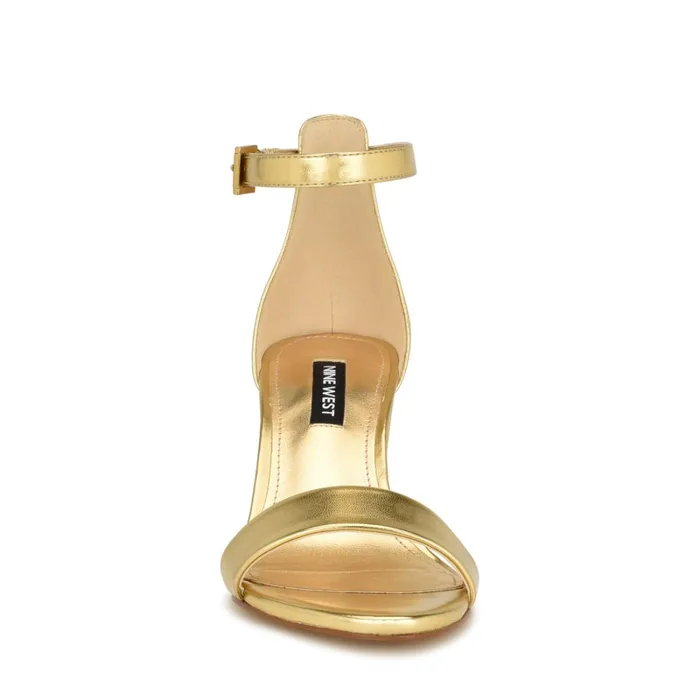 Pruce Ankle Strap Block Heel Sandals Gold Women Nine West Dress Pruce Ankle Strap Block Heel Sandals Gold Women Nine West Dress