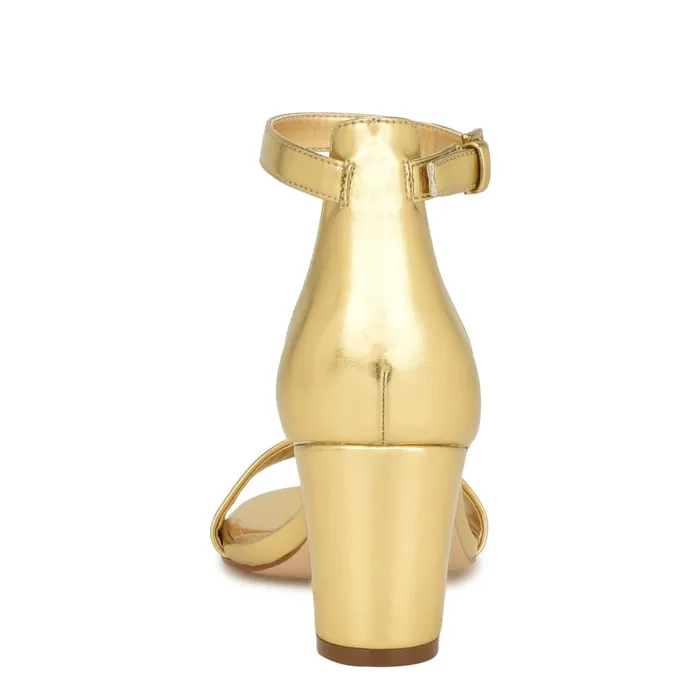 Pruce Ankle Strap Block Heel Sandals Gold Women Nine West Dress Pruce Ankle Strap Block Heel Sandals Gold Women Nine West Dress