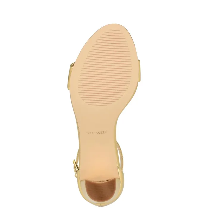 Pruce Ankle Strap Block Heel Sandals Gold Women Nine West Dress Pruce Ankle Strap Block Heel Sandals Gold Women Nine West Dress