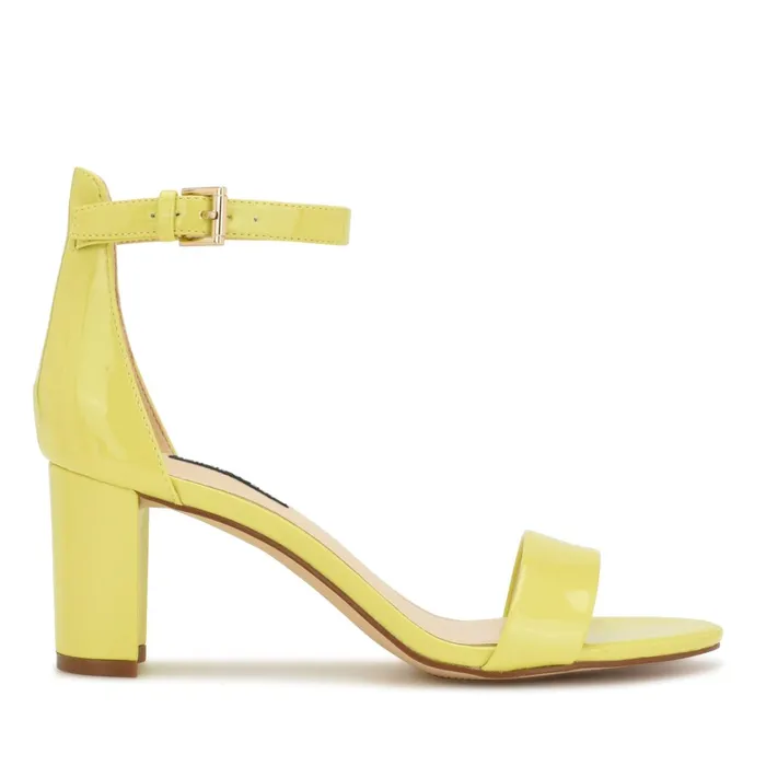 Pruce Ankle Strap Block Heel Sandals Lime Patent Women Nine West Dress