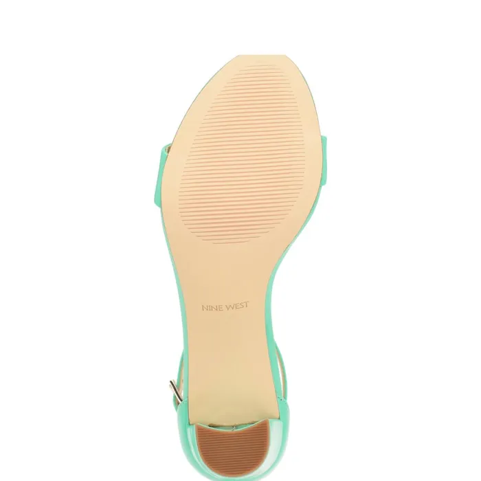 Pruce Ankle Strap Block Heel Sandals Neon Mint Green Patent Women Nine West Heeled Pruce Ankle Strap Block Heel Sandals Neon Mint Green Patent Women Nine West Heeled