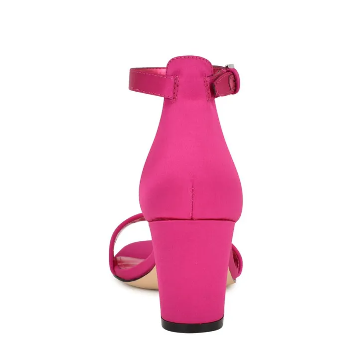 Pruce Ankle Strap Block Heel Sandals Pink Satin Women Nine West Mid Heels Pruce Ankle Strap Block Heel Sandals Pink Satin Women Nine West Mid Heels