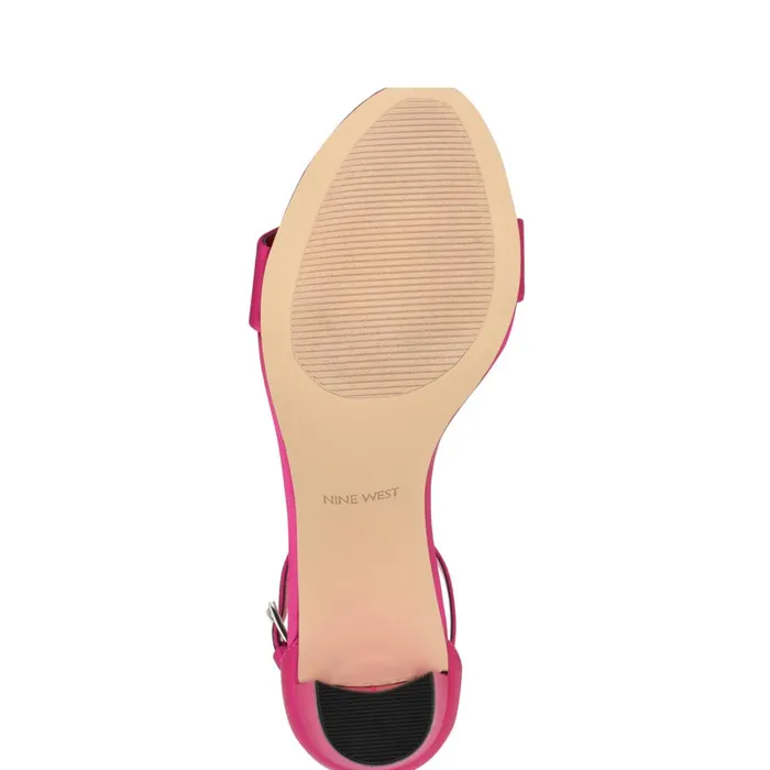 Pruce Ankle Strap Block Heel Sandals Pink Satin Women Nine West Mid Heels Pruce Ankle Strap Block Heel Sandals Pink Satin Women Nine West Mid Heels