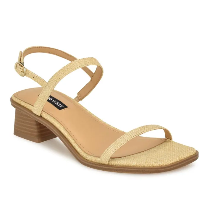 Purdy Block Heel Sandals Natural Raffia Women Nine West Low Heel Purdy Block Heel Sandals Natural Raffia Women Nine West Low Heel