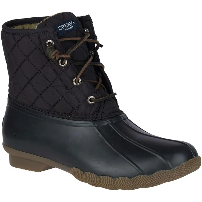 Rain and Duck Boots Women Sperry Saltwater Quilted Duck Boot Black