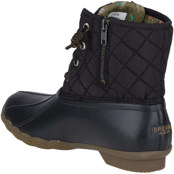 Rain and Duck Boots Women Sperry Saltwater Quilted Duck Boot Black
