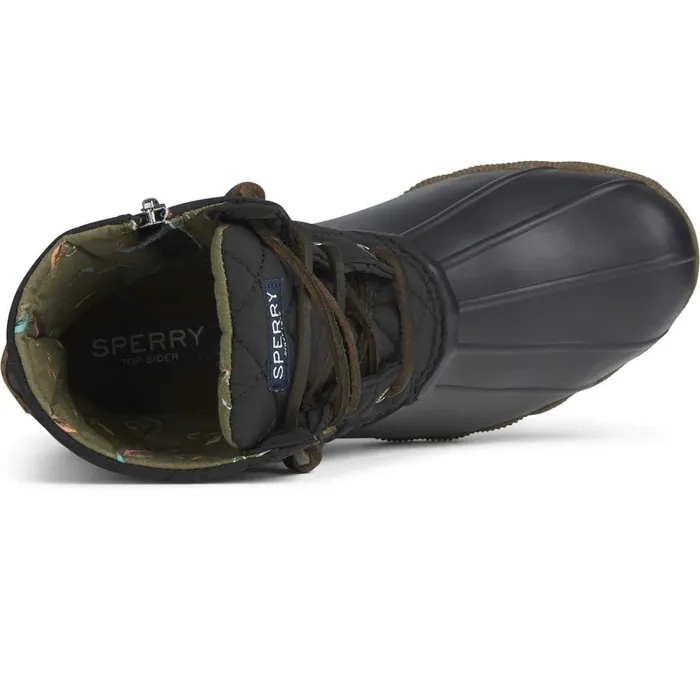 Rain and Duck Boots Women Sperry Saltwater Quilted Duck Boot Black