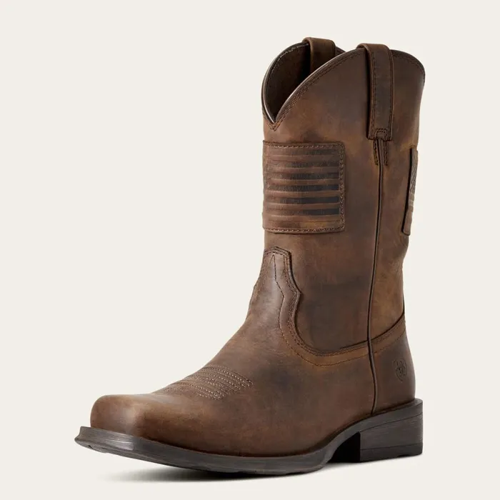 Rambler Patriot Western Boot Distressed Brown Men Ariat Western Boots