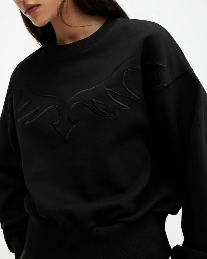 Randal Relaxed Embroidered Sweatshirt Black Women AllSaints Sweatshirts and Hoodies Randal Relaxed Embroidered Sweatshirt Black Women AllSaints Sweatshirts and Hoodies