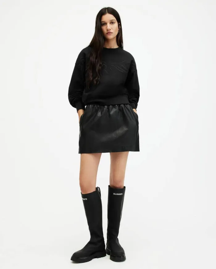 Randal Relaxed Embroidered Sweatshirt Black Women AllSaints Sweatshirts and Hoodies Randal Relaxed Embroidered Sweatshirt Black Women AllSaints Sweatshirts and Hoodies