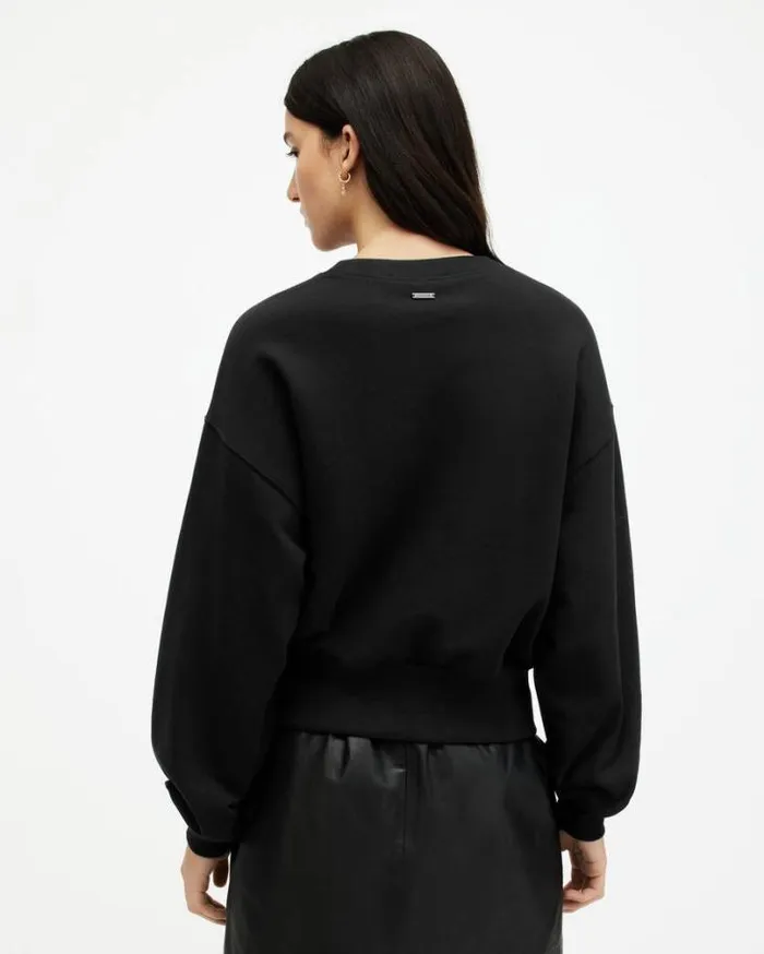 Randal Relaxed Embroidered Sweatshirt Black Women AllSaints Sweatshirts and Hoodies Randal Relaxed Embroidered Sweatshirt Black Women AllSaints Sweatshirts and Hoodies