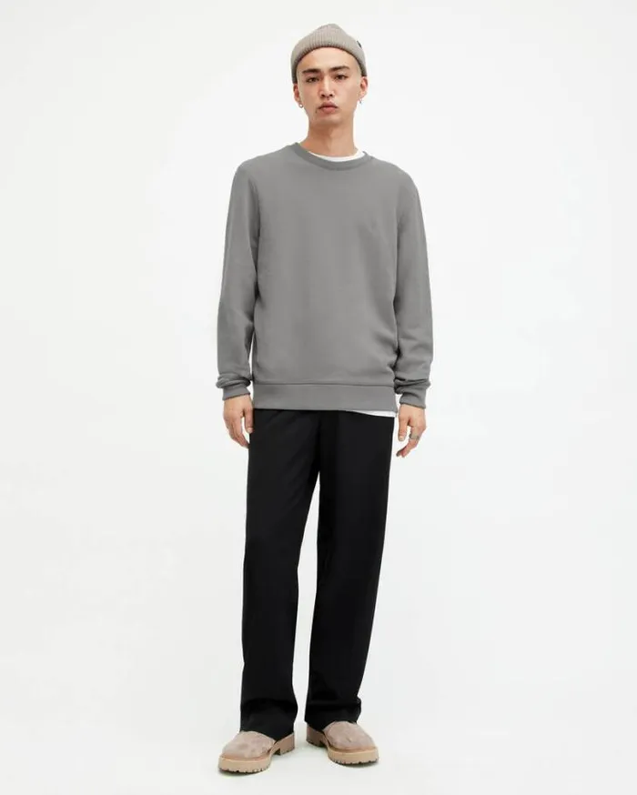 Raven Crew Neck Ramskull Sweatshirt Ash Grey Men AllSaints Sweatshirts and Hoodies Raven Crew Neck Ramskull Sweatshirt Ash Grey Men AllSaints Sweatshirts and Hoodies