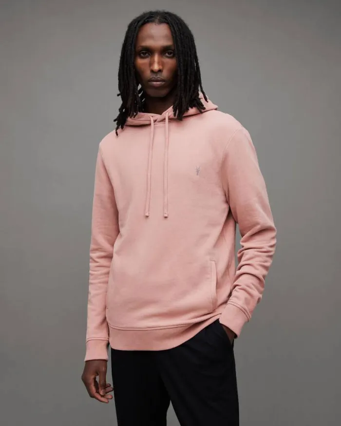Raven Pullover Ramskull Hoodie Hushed Pink Men AllSaints Sweatshirts and Hoodies