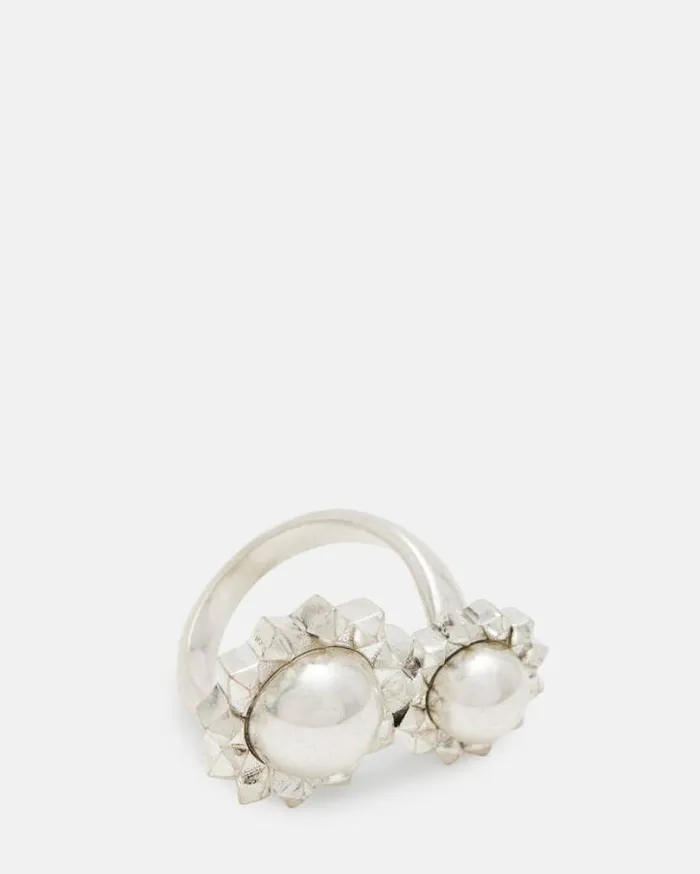 Rayen Silver Tone Studded Ring Warm Silver Women AllSaints Jewelry