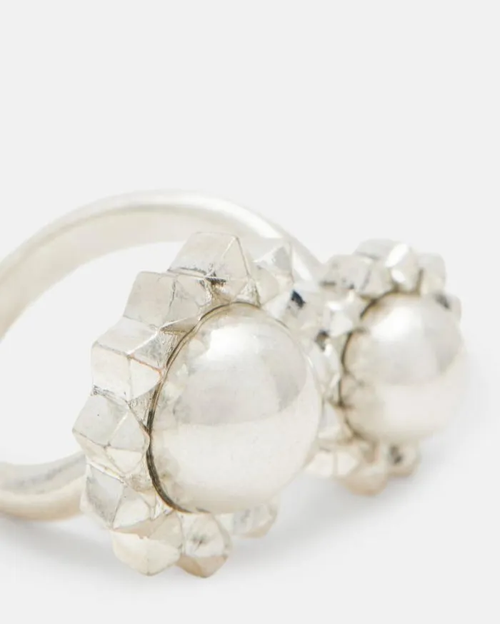 Rayen Silver Tone Studded Ring Warm Silver Women AllSaints Jewelry
