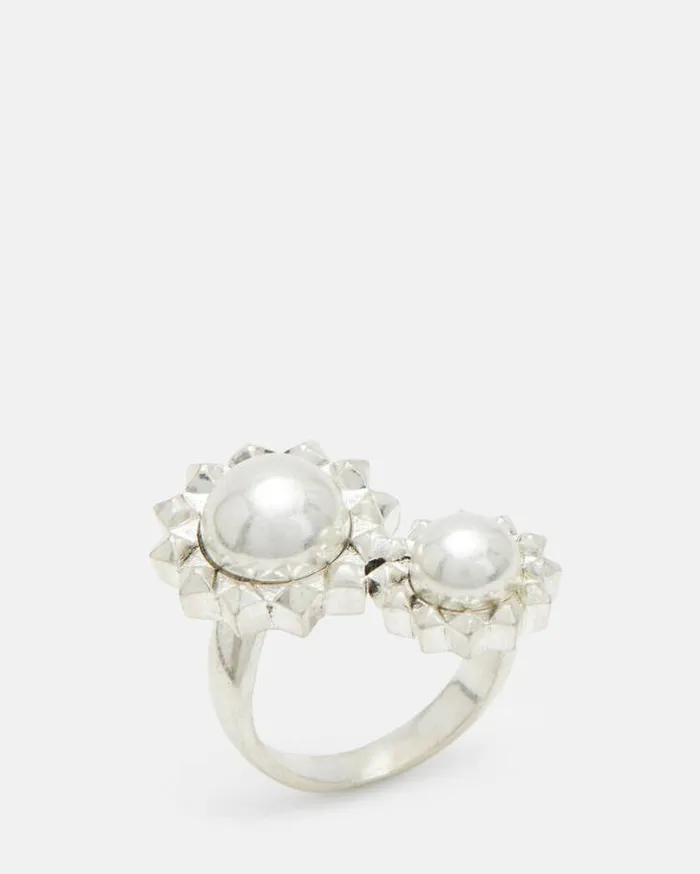 Rayen Silver Tone Studded Ring Warm Silver Women AllSaints Jewelry