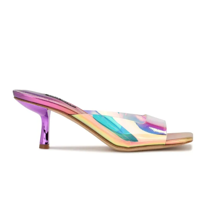 Raylen Heeled Slide Sandals Sunset Multi Metallic Women Nine West Sandals