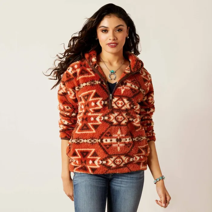 REAL Berber Pullover Sweatshirt Burnt Brick Print Women Ariat Sweatshirts and Hoodies