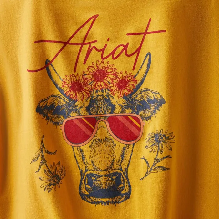 REAL Cool Cow Tee Yolk Yellow Women Ariat TShirts and Tops REAL Cool Cow Tee Yolk Yellow Women Ariat TShirts and Tops