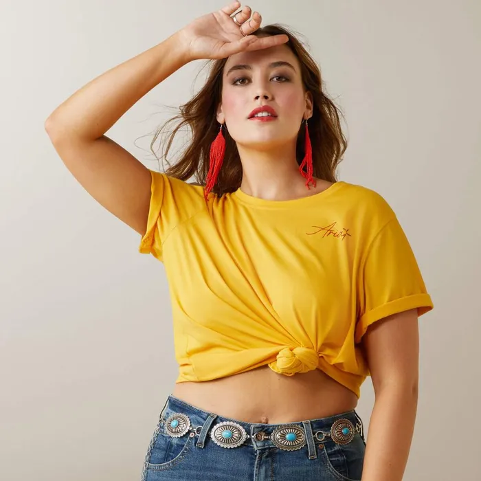 REAL Cool Cow Tee Yolk Yellow Women Ariat TShirts and Tops REAL Cool Cow Tee Yolk Yellow Women Ariat TShirts and Tops
